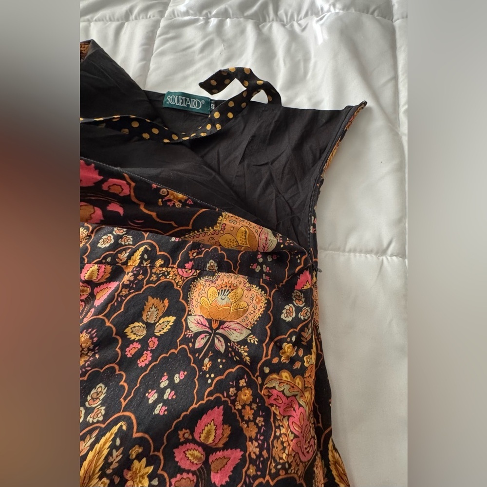 Souleiado Floral Brown ,Orange Dress - Picture 10 of 13